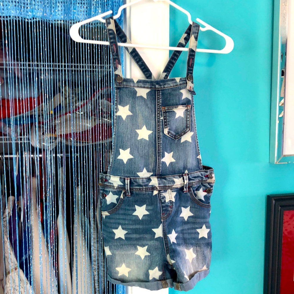 Denim overall shorts